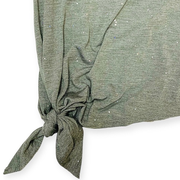 Juicy Couture Women’s XS Top “Sequin Dreams”Sparkly Knot Tie Asymmetrical Shirt - Picture 5 of 8